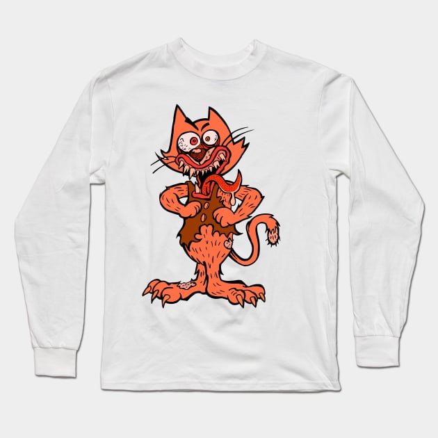 Angry Cat Long Sleeve T-Shirt by rossradiation